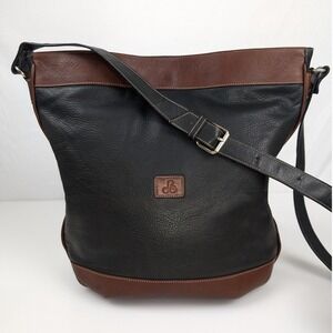 DG Monogram Leather Hobo Shoulder Bag Black Brown Two Tone Quiet Luxury Boho Y2K